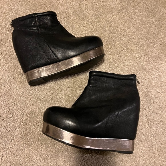 Jeffrey Campbell Black Wedge Ankle Boots - Picture 1 of 6